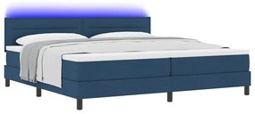 Cama Box com Colchão &amp; LED Azul 200x200 cm em Tecido