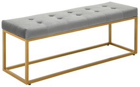 HOMCOM Banco multifuncional Banco de pés com assento acolchoado e pernas metálicas 120x35x42 cm cinza e dourado