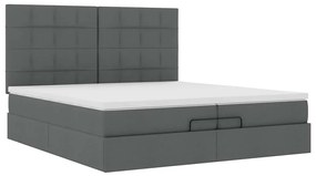 Estrutura de cama otomana com colchões tecido cinzento escuro