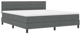 Cama Box Spring com Colchão &amp; LED Cinza Escuro 180x200 cm Tecido
