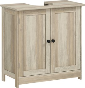 HOMCOM Móvel para Pia, Móvel de Banheiro com Armário de 2 Portas, Prateleira Ajustável, Anti-Umidade, 60 x 30 x 60 cm, Cinza | Aosom Portugal