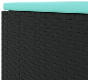 4 pcs conjunto lounge de jardim c/ almofadões vime PE preto