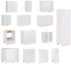 14 pcs conjunto armários de cozinha contraplacado branco