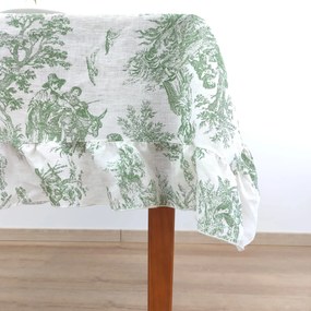 Toalha de Mesa Linho COL Toile de Jouy Green Folho