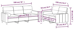 2 pcs conjunto de sofás com almofadas tecido amarelo-claro
