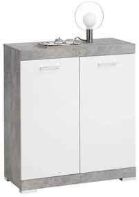 428702 FMD Cómoda com 2 portas 80x34,9x89,9 cm branco e cinzento cimento