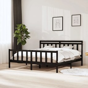 Estrutura de cama super king 180x200 cm madeira maciça preto