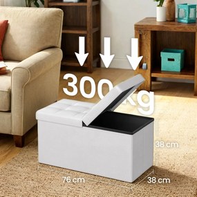Banco dobrável com espaço de arrumação 38 x 76 x 38 cm branco