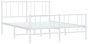 Estrutura de cama com cabeceira e pés 120x200 cm metal branco