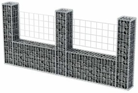 Cesto gabião em forma de U aço galvanizado 240x20x100 cm