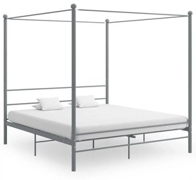 Estrutura de cama com dossel 180x200 cm metal cinzento