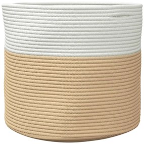 Cesto de arrumação Ø40x35 cm algodão bege e branco
