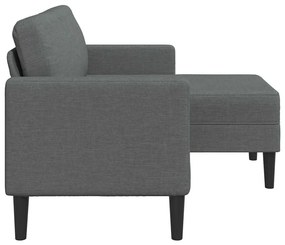 Sofá 2 lugares com Chaise em L 125 cm tecido cinzento-escuro