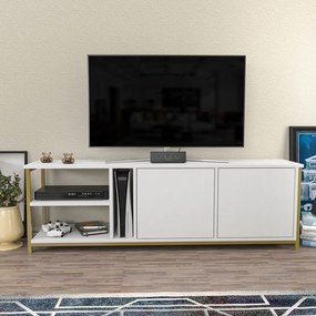 Móvel TV Primrose – Branco e Dourado – 160 cm x 35,3 cm x 50,8 cm