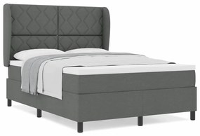 Cama com Estrado e Colchão Cinza Escuro 160x200 cm em Tecido