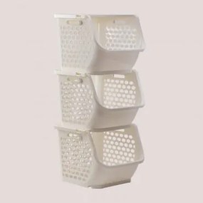 Conjunto De 3 Cestos De Armazenamento Bazyl Branco - Sklum