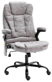 vidaXL Cadeira de massagens p/ escritório couro artificial cinza-claro