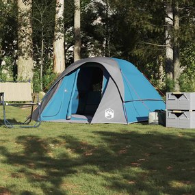 vidaXL Tenda familiar estilo cabana para 6 pessoas impermeável azul