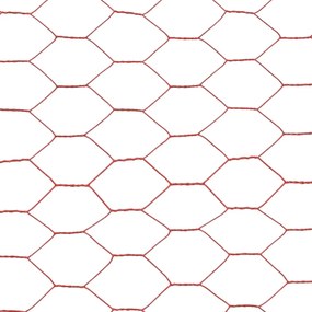Cerca arame galinheiro 25x0,5m aço c/ revestimento PVC vermelho
