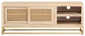Móvel de TV 110x30x40 cm madeira de mangueira maciça e ferro