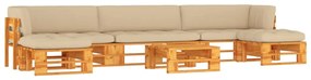 vidaXL 6 pcs conjunto lounge paletes pinho impregnado castanho mel