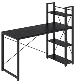 Mesa de computador VASAGLE, escrivaninha com prateleiras de armazenamento à esquerda ou à direita, 137,2 cm de largura, mesa de escritório para casa, para estudo, fácil montagem, estilo industrial, preto ébano LWD049B56