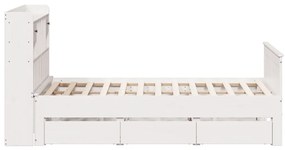 Cama com estante sem colchão 150x200 cm pinho maciço branco