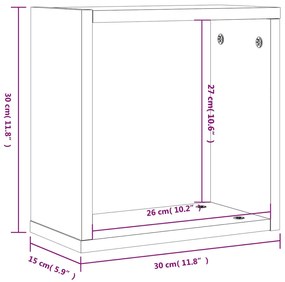 Prateleiras de parede forma de cubo 4 pcs 30x15x30 cm