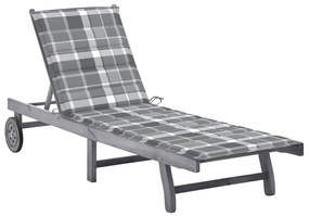 vidaXL Espreguiçadeira de jardim c/ almofadão acácia maciça cinzento