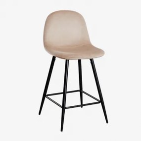 Pacote De 4 Bancos Altos Em Veludo Glamm Preto & Castanho Trigo & ↑65 Cm - Sklum