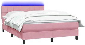 Cama com molas/colchão 140x210 cm veludo Rosa