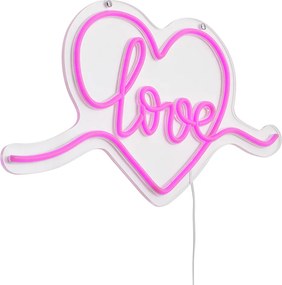 Luz de néon de parede rosa Incl. LED - Love
