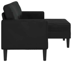 Sofá 2 lugares com Chaise em L 125 cm couro artificial preto