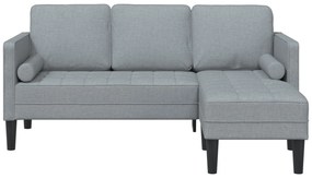 Sofá em L 3 lugares vidaXL Cinzento claro 160 cm em Tecido