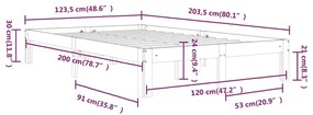 Estrutura de cama 120x200 cm pinho maciço branco