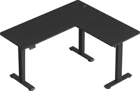 Secretária de canto em forma de L, secretária com altura ajustável, 160 x 140 cm preto