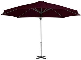 Guarda-sol jardim cantilever c/ poste alumínio 300 cm vermelho