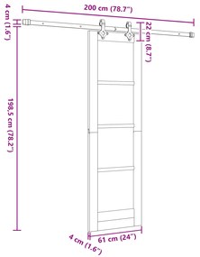 Porta Deslizante vidaXL com Conjunto de Ferragens Branca 61x198.5 cm M