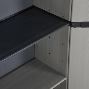 Armário arrumação jardim 3 prateleiras 68x40x168cm cinza/preto