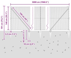 Cerca Hexagonal vidaXL Cinza 1.4x50 m Aço