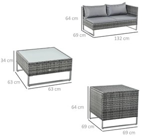 Conjunto de Jardim Emma - 2 Sofás, 1 Mesa e 1 Baú - Design Natura