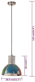 Candeeiro suspenso industrial redondo 25W 28,5 cm E27 multicor