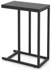 Mesa lateral em formato de C para sofá e cama com estrutura de metal - cinza