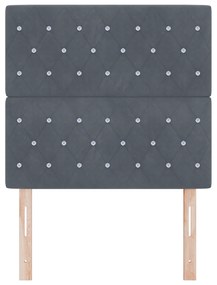 Cabeceira vidaXL com Botões de Cristal Tufted Cinza Escuro 100 cm Velu