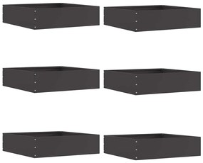 vidaXL Acabamento para Gramado 6 pcs Preto 50 x 50 x 13 cm Aço