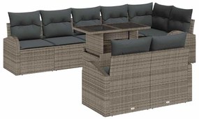 Conjunto de Sofá de Jardim vidaXL de 9 Peças com Almofadas Cinza Ratta