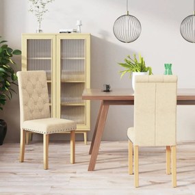 vidaXL Cadeiras de jantar 2 pcs tecido cor creme