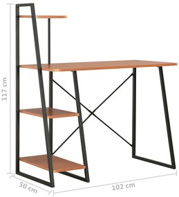 Secretária c/ unidade prateleiras 102x50x117cm preto e castanho