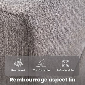 Estrutura de cama 140 x 190 cm (COLCHÃO NÃO INCLUIDO) com base e cabeceira ajustável, cama de casal estofada em linho, espaço de arrumação por baixo,