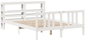 Estrutura de cama c/ cabeceira 150x200 cm pinho maciço branco